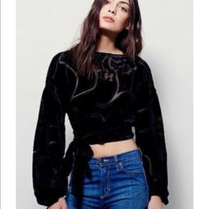 FREE PEOPLE black velvet wrap crop